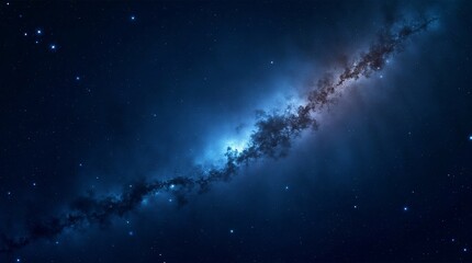 Obraz premium A Mesmerizing Starry Night Sky Displaying A Glowing Blue Galactic Belt.