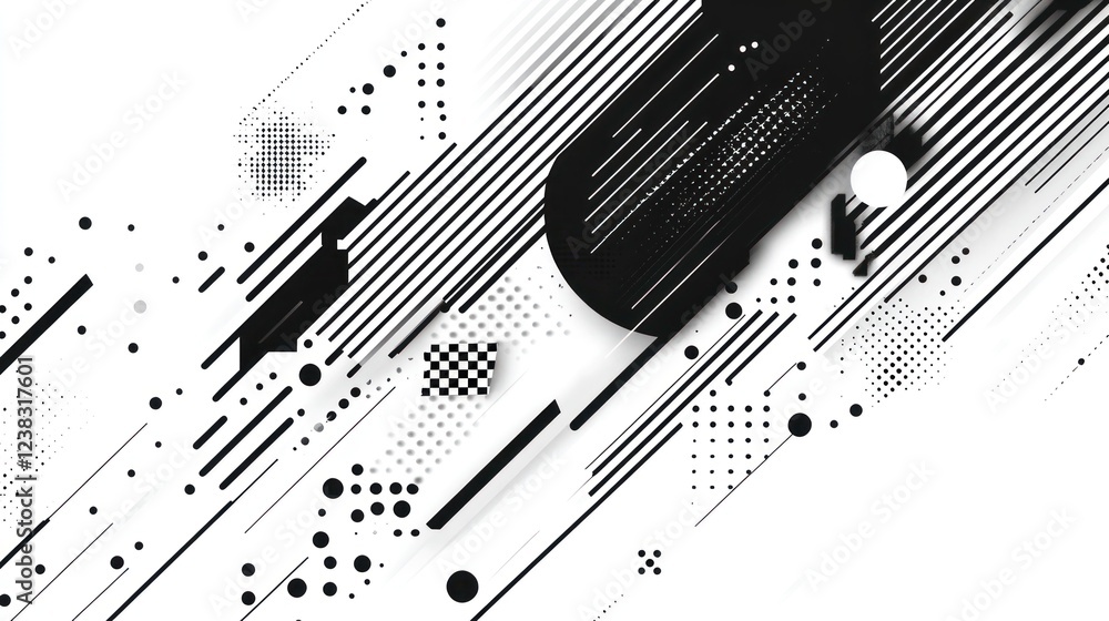 Poster abstract monochrome speed lines design; website background