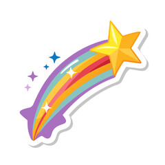 Colorful shooting star with rainbow trail