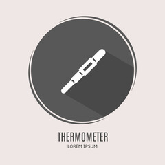 Symbol thermometer logo. Illustration of thermometer in flat. Stock vector.