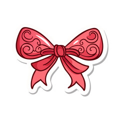 Decorative red bow sticker
