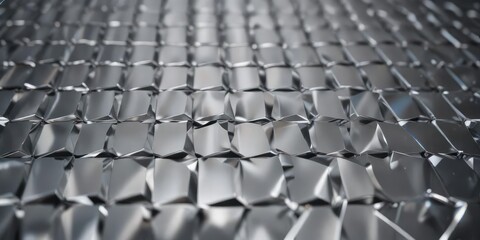 Fototapeta premium Perspective view of diamond metal plate with reflection, metal, grid, abstract