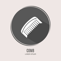 Symbol comb logo. Illustration of comb in flat. Stock vector.