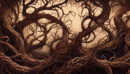 seamless scary looking vines and tree branches wallpaper background graphic resource