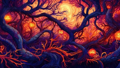 seamless scary looking vines and tree branches wallpaper background graphic resource