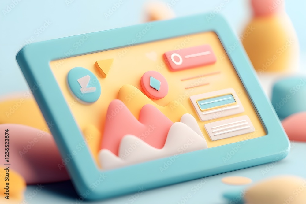 Poster vibrant email template on tablet featuring colorful visuals and dynamic ctas for product launch