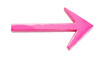 Glossy pink arrow pointing right on transparent background