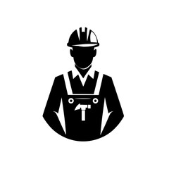 Construction Worker Icon: A Strong Symbol of Labor, Industry, and Skilled Trades. Perfect for construction companies, repair services, and industrial businesses.