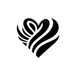 Abstract Heart: Elegant Black and White Graphic Design, Minimalist Vector Art, Perfect for Logo or Decoration