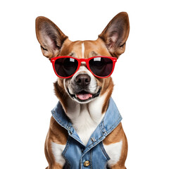 A fashionable dog rocking sunglasses with confidence on a transparent background PNG 