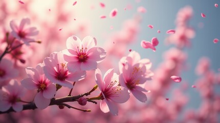 A dynamic shot of flowers caught in a gust of wind