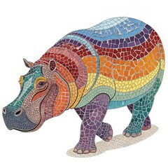 Obraz premium Mosaic Hippo on a white background