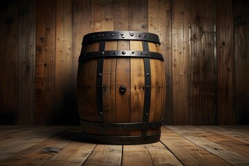 background of barrel and worn old table of wood Generative AI