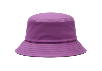 Simple purple bucket hat isolated on white background, front angled view, no depth of field, sharp.