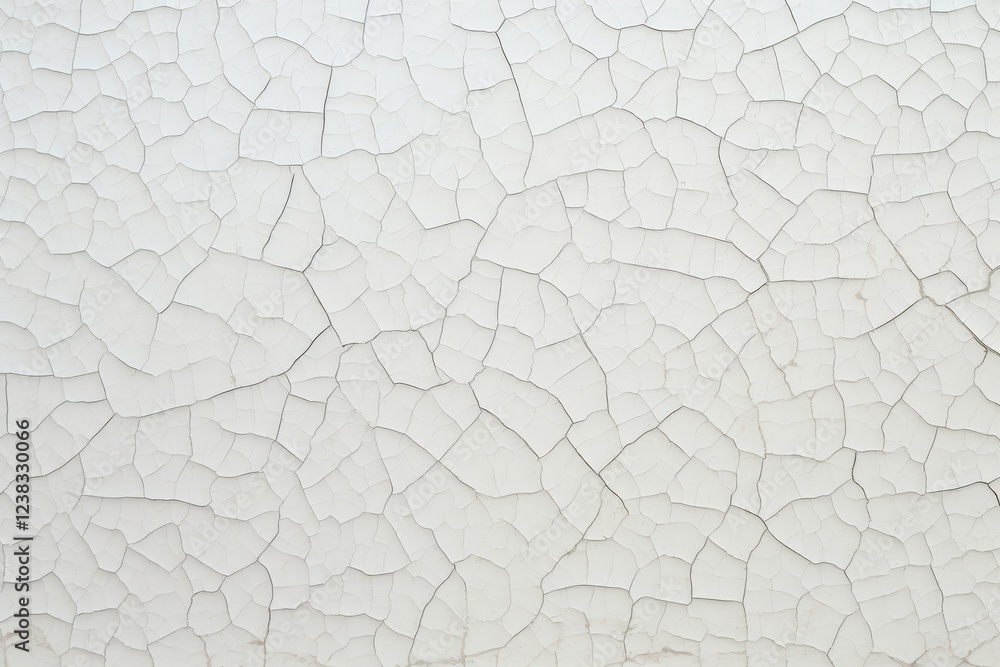 Poster detailed close-up of cracked white ceramic surface with unique texture patterns for artistic and des