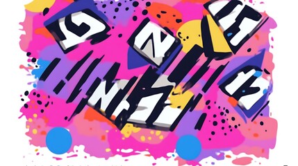 Abstract Colorful Graffiti Style Design Featuring Bold Letters and Shapes