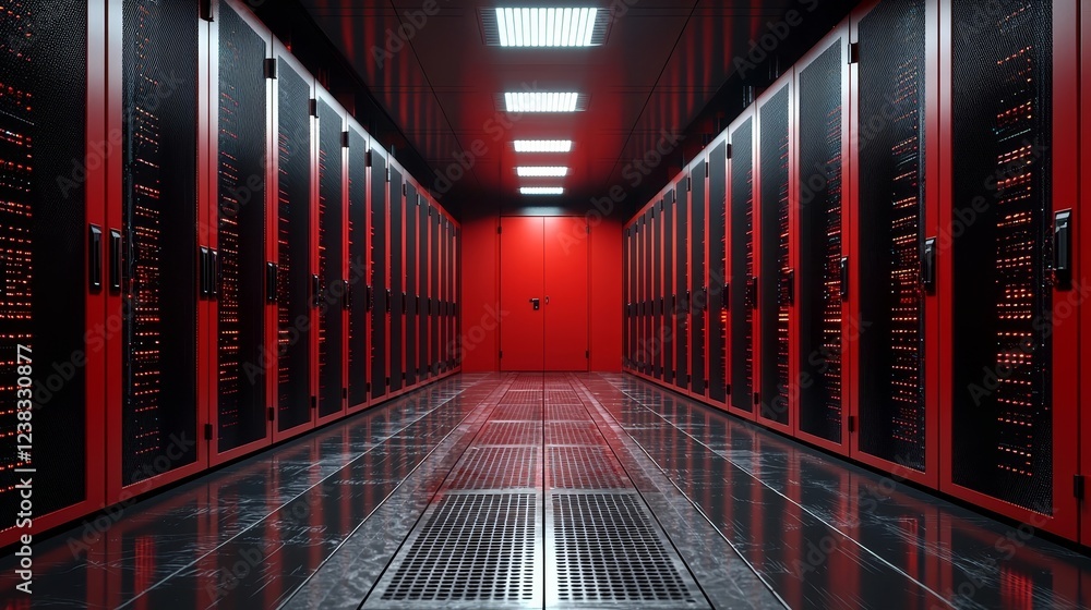 Poster seamlessly connected edge computing cloud system high tech industrial vibe and power