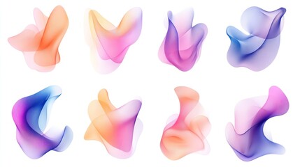 Abstract colorful shapes, flowing design, white background, graphic design elements