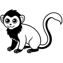 Vector cartoon cute Tamarin on white background.