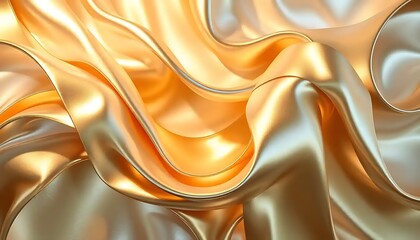 Abstract Golden Silk Drapery Swirls and Waves