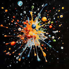 Vibrant colors explode in a dynamic splash of paint on a black background, showcasing generative ai...