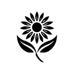 Black and White Sunflower Minimalist Botanical Illustration: Elegant Floral Design, Simple Nature Graphic, Perfect for Decor and Symbolism