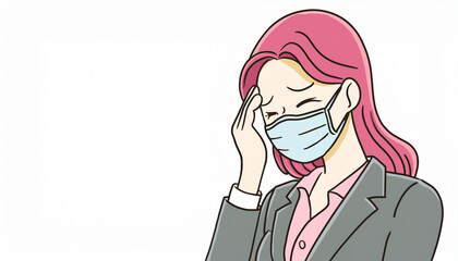 マスクを付けた人物　イラスト