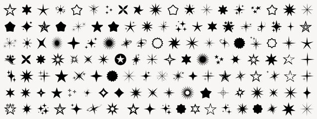 Decorative stars shine sparkle icons. Stars logo collection