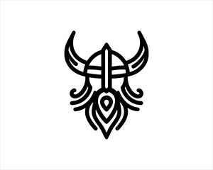 Fototapeta premium Nordic Viking Helmet Logo 