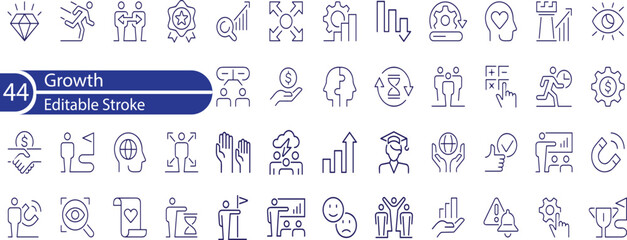 Growth Line Editable Icons set. Vector illustration in modern thin line style of progress icons. success, increase, evolution, and more.