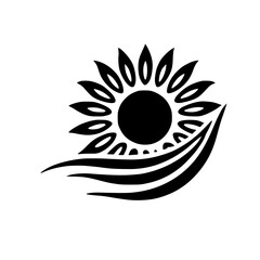 Abstract Sun and Wave Design: Black and White Minimalist Graphic Art. Perfect for print, web, and home decor.