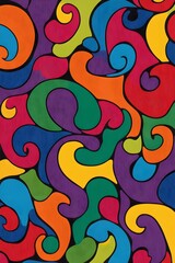 Fototapeta premium A vibrant and colorful abstract background with swirling patterns of bright colors like pink, purple, blue, yellow, green, red, and orange, creating an energetic atmosphere. The background is 
