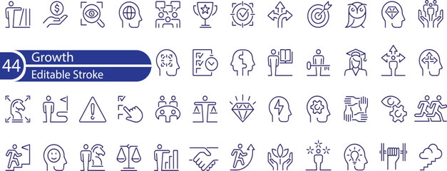 Growth Line Editable Icons set. Vector illustration in modern thin line style of progress icons. success, increase, evolution, and more.