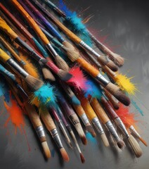 Obraz premium Stroking motion of colorful brushes in oil on canvas, subtle color palette, gentle textures