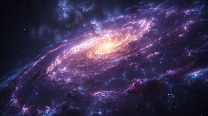 Fototapeta premium Spiral galaxy glowing in deep space 