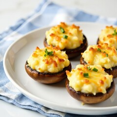 Stuffed mushroom caps with potato and cheese filling, easy, healthy