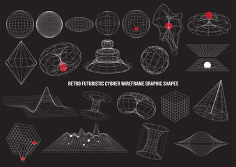 RETRO FUTURISTIC Cybrer WIREFRAME Graphic SHAPES