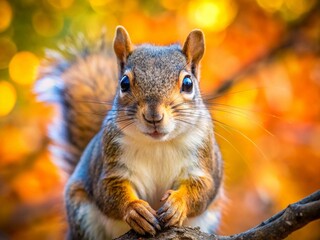 Fototapeta premium Adorable Squirrel Portrait with Bokeh Background - Wildlife Photography