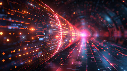 Naklejka premium High speed data stream in a futuristic tunnel 