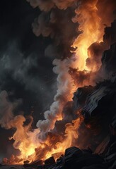 Subtle wisps of smoke in a darkened environment, smokewispsdarkened, dark, background