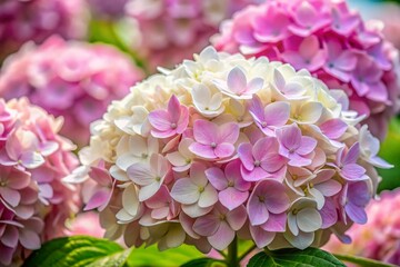 Fototapeta premium Aerial Close-Up of White and Pink Hydrangea Blossoms - High-Resolution Stock Video