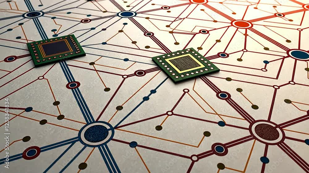 Poster technology background concept, abstract circuit board with microchips and connections