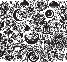 Floral pattern doodles Illustrator Artwork