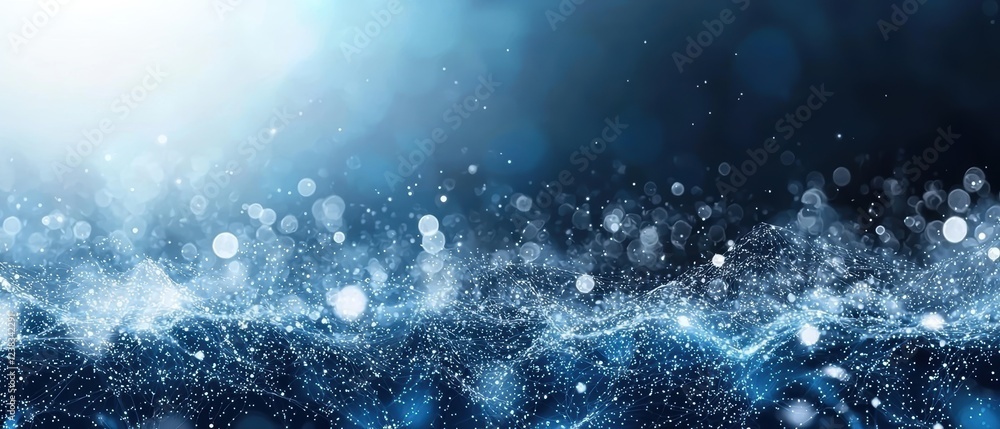 Aufkleber stunning digital data visualization with flowing lights and particles in blue background