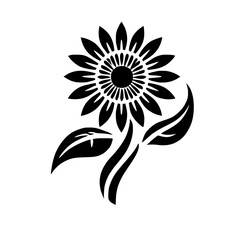 Elegant Black and White Sunflower Graphic: Botanical Floral Illustration, Nature-Inspired Design