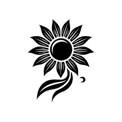 Elegant Black and White Sunflower Design: Minimalist Floral Art Print