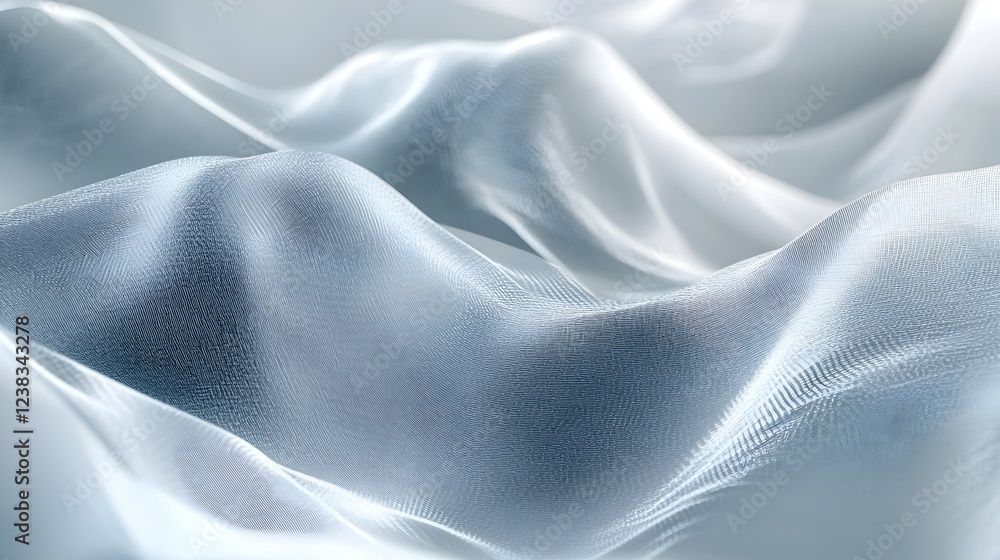 Poster abstract silver fabric texture seamless pattern elegant soft flowing waves light grey background dig