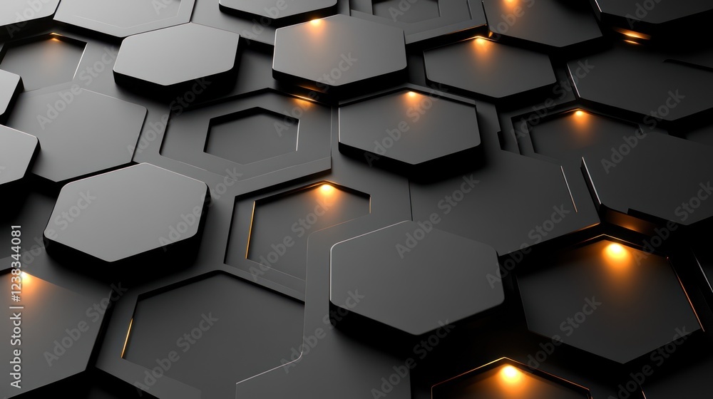 Poster Illuminated Hexagon Pattern Background Texture