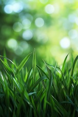 Fototapeta premium Vibrant Green Grass Blades In A Sunlit Meadow.