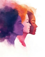 Women's History Month Watercolor Illustration Celebrating Female Empowerment and Diversity
